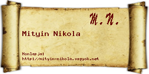 Mityin Nikola névjegykártya